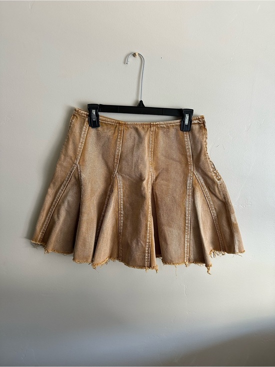 Free People Dresses & Skirts - Free People Light Mustard Pleated Denim Skirt SZ 8